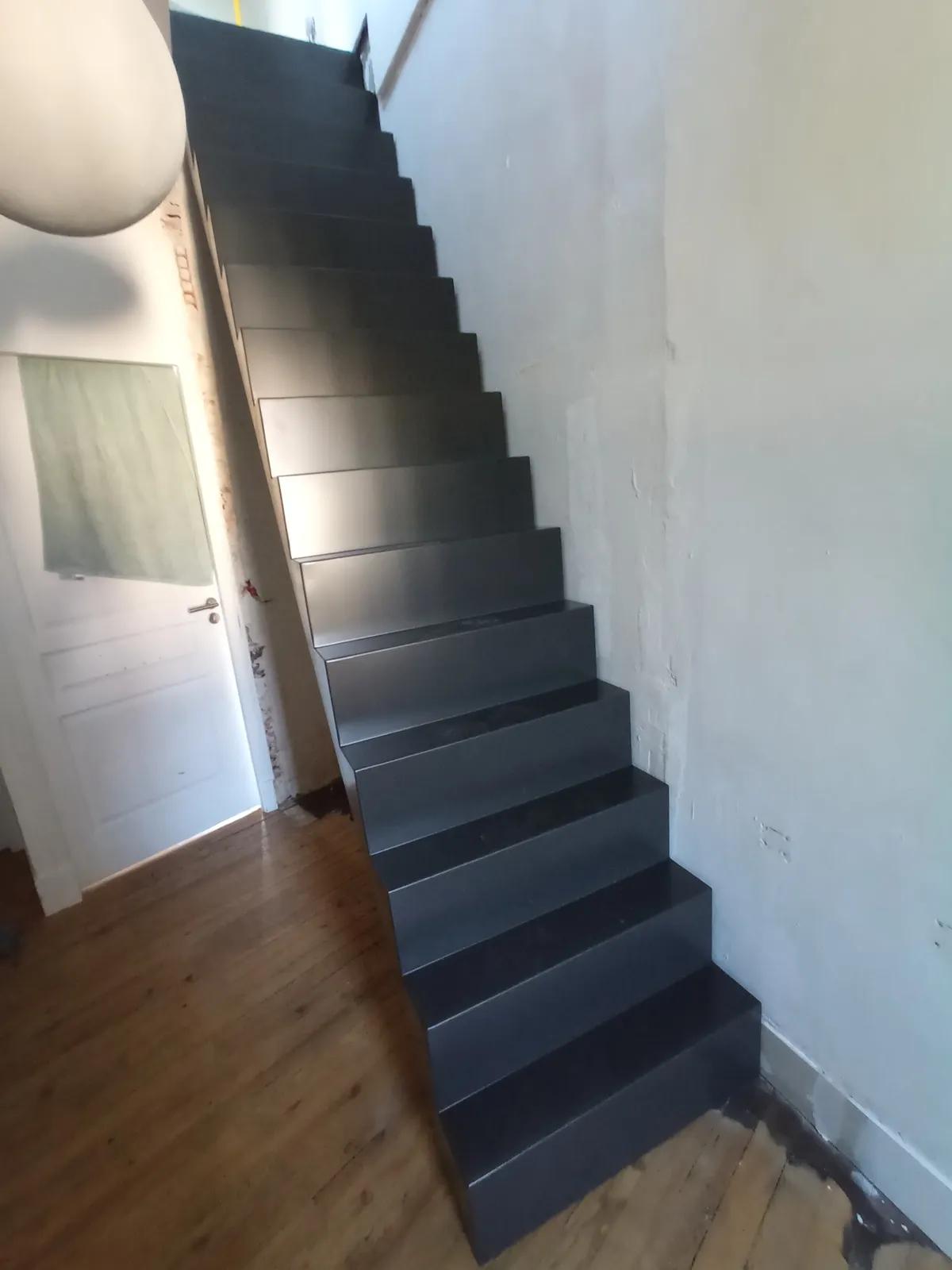 Escalier intérieur en métal avec un design épuré et moderne pour un aménagement contemporain.